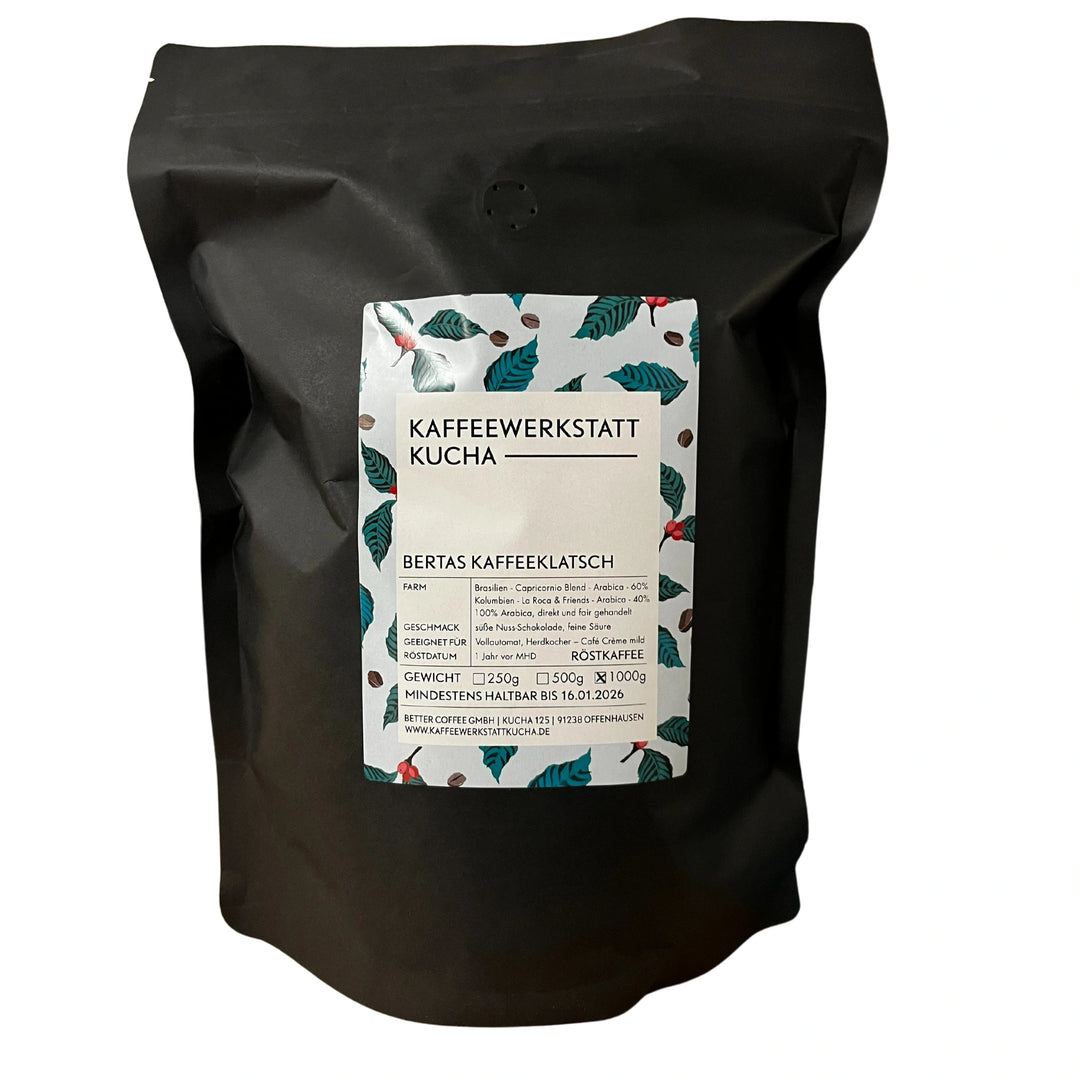 Bertas Kaffeeklatsch Bohne 1000g, Kaffeewerkstatt Kucha