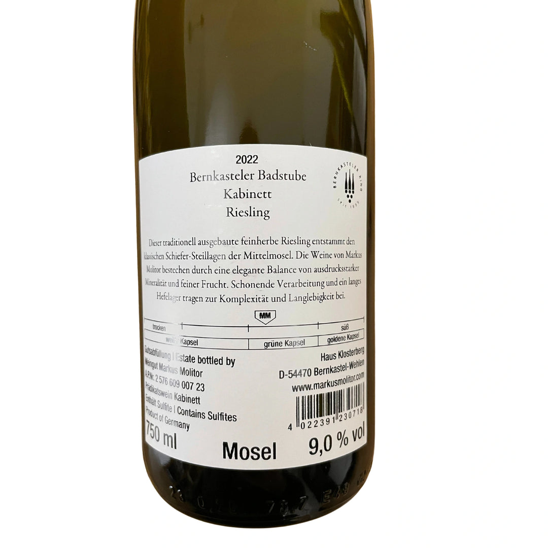 2022 Riesling Bernkasteler Badstube Kabinett, grüne Kapsel, Markus Molitor